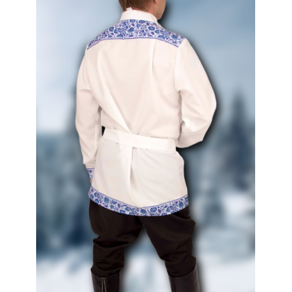 Где купить Косоворотку , русскую рубаху праздничную с принтом хохлома, белая , рисунок 4