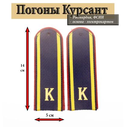 Где купить Погоны ФСИН , Курсант, с буквой К,  темно-синие, краповая выпушка в Москве недорого с доставкой по России