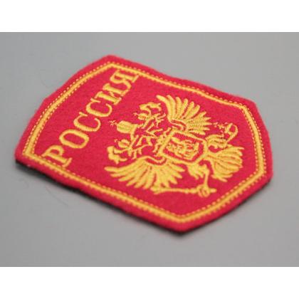 Где купить Шеврон вышит. Россия (5-уг. с гербом) красный  военторг Атаман Москва доставка дешево