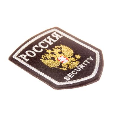 Где купить Шеврон вышитый РОССИЯ (SECURITY) с гербом черный на липучке в Москве недорого