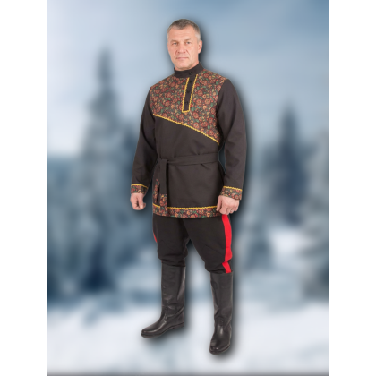 Где купить Косоворотку Праздничную, цвет черный , рисунок 16 в Москве недорого