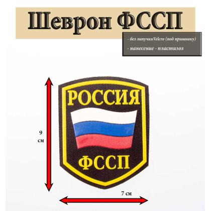 Где купить Шеврон пластизолевый Россия ФССП (5-уг. с флагом) в Москве недорого