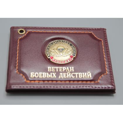 Где купить Обложку на удостоверение Ветеран боевых действий ( ВДВ ) Никто кроме нас  кожа , цвет Бордо в Москве недорого с доставкой по России