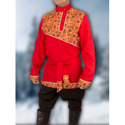 Где купить Косоворотку , русскую рубаху ,  красная , рисунок 5, в Москве недорого