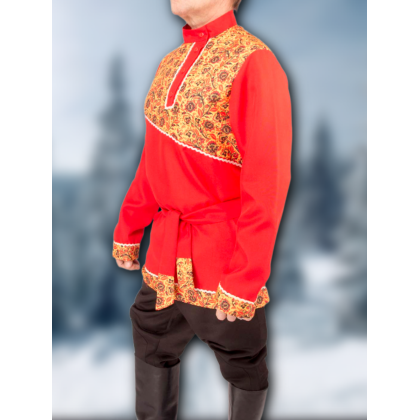 Где купить Косоворотку , русскую рубаху ,  красная , рисунок 5, в Москве недорого