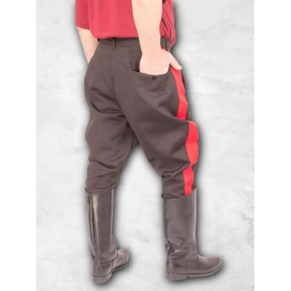 Где купить Брюки в сапоги - галифе смесовые черные с красным лапасом для кубанских казаков в Москве недорого