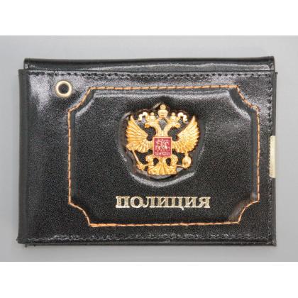 Где купить Обложку на удостоверение Полиции (герб РФ) + автодокументы цв.Черный в Москве недорого с доставкой по России