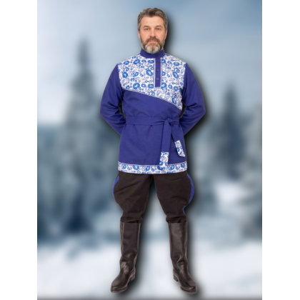 Где купить Косоворотку Праздничную, цвет василек, рисунок 15 в Москве недорого