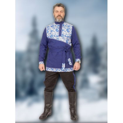 Где купить Косоворотку Праздничную, цвет василек, рисунок 15 в Москве недорого