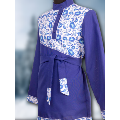 Где купить Косоворотку Праздничную, цвет василек, рисунок 15 в Москве недорого