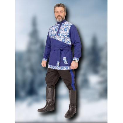 Где купить Косоворотку Праздничную, цвет василек, рисунок 15 в Москве недорого