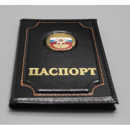 Где купить Обложку на паспорт металлическая эмблема  МЧС (роза ветров) Черный в Москве недорого с доставкой по России