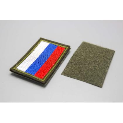 Где купить Шеврон - патч - нарукавный флаг Триколор ( 6х4 ) на липучке. Кант оливковый..в Москве недорого с доставкой по России
