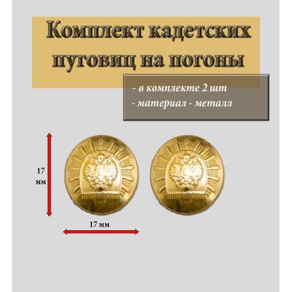 Где купить набор комплект Пуговиц  ( 2 штуки ) 17 мм  Кадетских  (золотой цвет) в Москве недорого