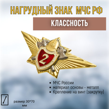 Где купить Нагрудный знак классность  МЧС - 2  в Москве недорого 