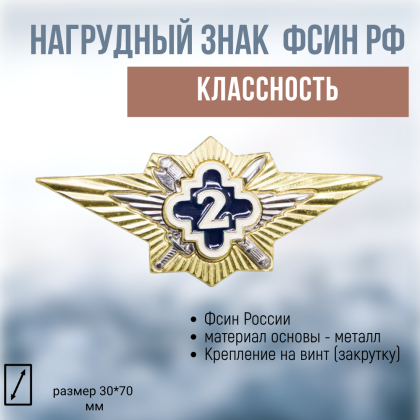 Где купить нагрудный знак классность значок ФСИН  - 2 класс в Москве недорого с доставкой по России