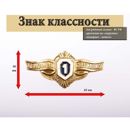 Где купить Нагрудный знак классность  ВС.РФ. ряд.состав - 1 (синий) в Москве недорого с доставкой по России