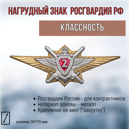 Где купить Нагрудный знак классность Росгвардия для контрактников 2 класс в Москве СПб недорого с доставкой по России