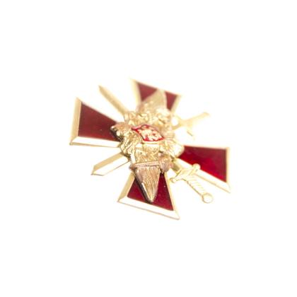 Где купить знак Значок мететаллический  Крест с мечами и орлом РА ( красный ) в Москве недорого