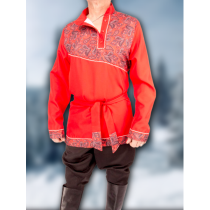 Где купить Косоворотку, русскую рубаху, красную , рисунок 7 в Москве недорого
