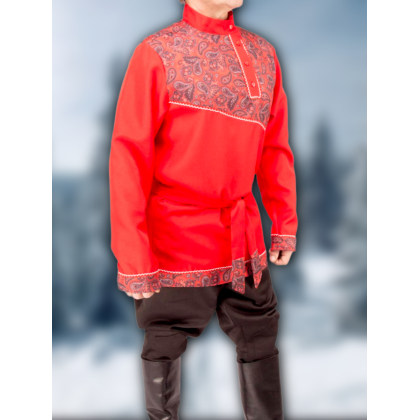 Где купить Косоворотку, русскую рубаху, красную , рисунок 7 в Москве недорого