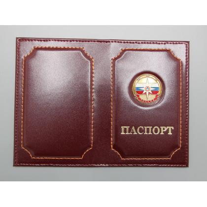 Где купить Обложку на паспорт металлическая эмблема МЧС (роза ветров) Бордо в Москве недорого с доставкой по России