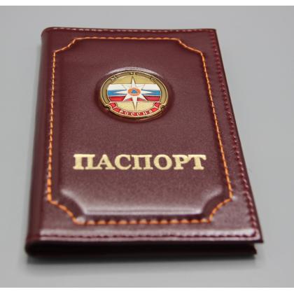 Где купить Обложку на паспорт металлическая эмблема МЧС (роза ветров) Бордо в Москве недорого с доставкой по России