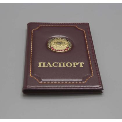 Где купить Обложка на паспорт метал. эмблема ВДВ Никто кроме нас цв. Бордо в Москве недорого с доставкой по России