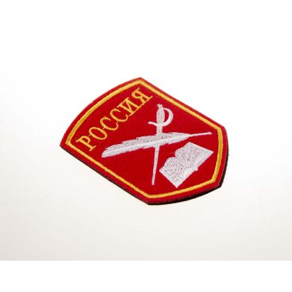 Где купить Шеврон кадетский перо и шпага, Красный вышитый ( ШЕЛК ) на липучке в Москве недорого