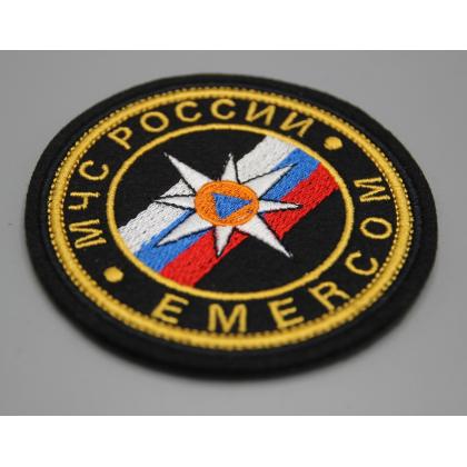 Где купить Шеврон вышитый МЧС России EMERCOM  (9,5см) недорого в Москве с доставкой по России