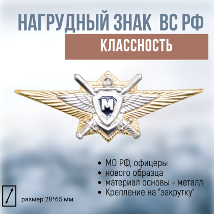 Где купить Нагрудный знак классность Нового. обр  ВС.РФ. офицерский - Мастер (синий)  военторг Атаман Москва доставка дешево