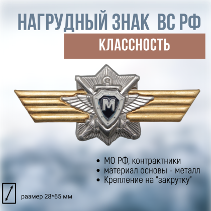 Где купить Нагрудный знак классность ВС.РФ. для контрактников - М (Мастер) в Москве недорого с доставкой по России
