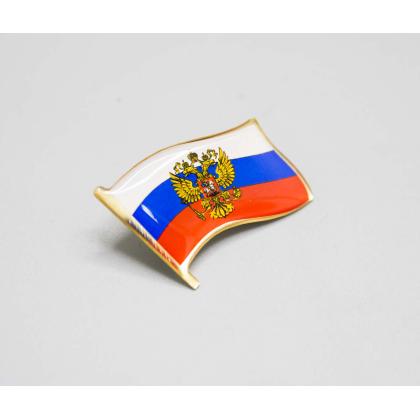 Где купить Фрачник флажок Триколор РФ с гербом (смола) в Москве недорого рядом со мной