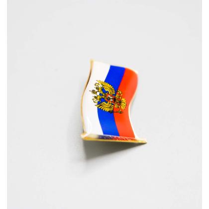 Где купить Фрачник флажок Триколор РФ с гербом (смола) в Москве недорого рядом со мной