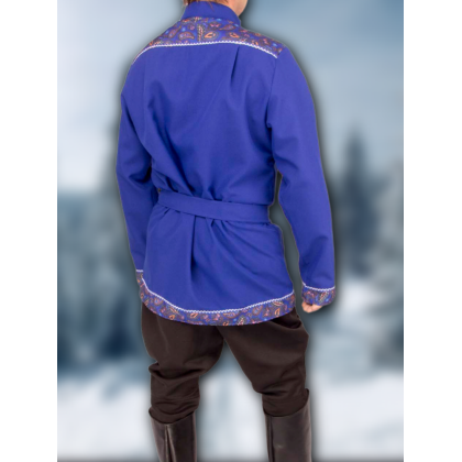 Где купить Косоворотку  русскую рубаху, цвет  василек, рисунок 3 в Москве недорого