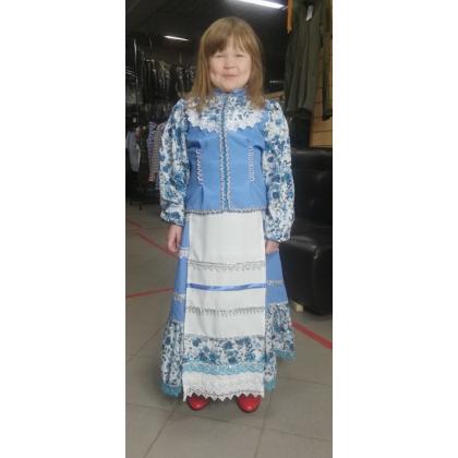 Костюм парочка женский с фартуком  Ульяна цвет лазоревый  купить в москве военторг атаман