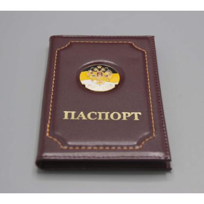 Где купить Обложка на паспорт метал. эмблема Россия (имперский флаг с орлом) цв. Бордо в Москве недорого с доставкой по России