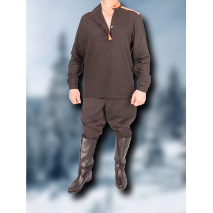 Где купить Косоворотку льняную ,  Любомир . цвет черный в Москве недорого