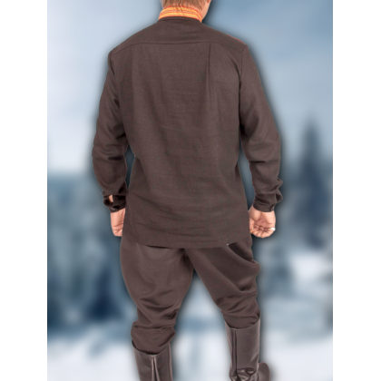 Где купить Косоворотку льняную ,  Любомир . цвет черный в Москве недорого