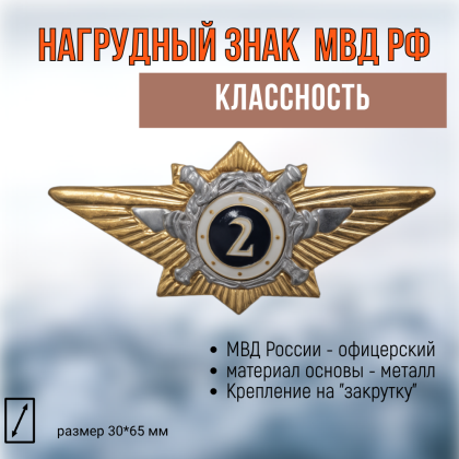 Где купить Нагрудный знак классность  МВД Полиция классность 2 в Москве недорого с доставкой по России