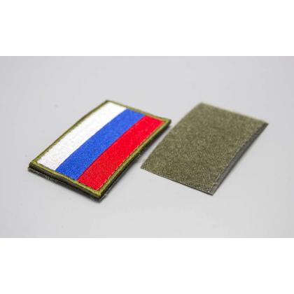 Где купить Шеврон - патч - нарукавный флаг Триколор ( 8х5 ) на липучке, на тактическую кепку. Кант оливковый..в Москве недорого с доставкой по России