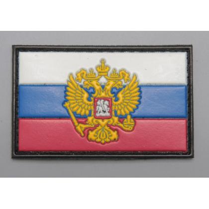 Где купить Шеврон - патч - нарукавный флаг Герб РФ триколор ( 8х5 ) , ПВХ, на липучке в Москве СПб недорого с доставкой по России