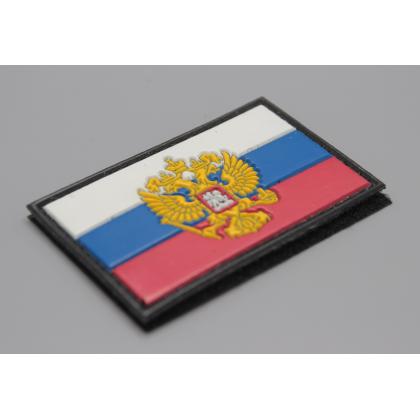 Где купить Шеврон - патч - нарукавный флаг Герб РФ триколор ( 8х5 ) , ПВХ, на липучке в Москве СПб недорого с доставкой по России
