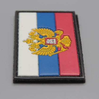 Где купить Шеврон - патч - нарукавный флаг Герб РФ триколор ( 8х5 ) , ПВХ, на липучке в Москве СПб недорого с доставкой по России