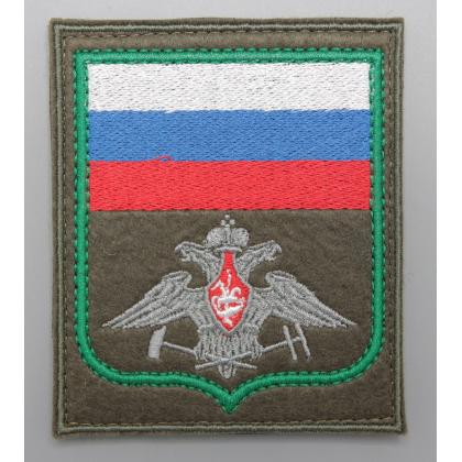 Где купить Шеврон вышитый ЖДВ (оливовый фон) на липучке приказ №300 в Москве СПб недорого с доставкой по России
