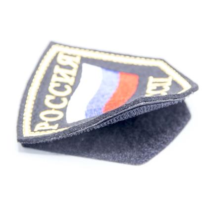 Где купить Шеврон вышитый РОССИЯ ФССП, черное поле нить(металл золото) с липучкой в Москве недорого