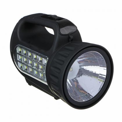 Где купить ЧИНГИСХАН Фонарь прожектор аккумуляторный18 SMD  1 Вт LED, шнур 220В, резинопластик, 18 11 см  военторг Атаман Москва доставка дешево