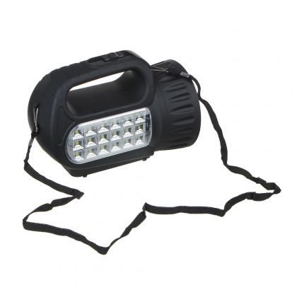 Где купить ЧИНГИСХАН Фонарь прожектор аккумуляторный18 SMD  1 Вт LED, шнур 220В, резинопластик, 18 11 см  военторг Атаман Москва доставка дешево