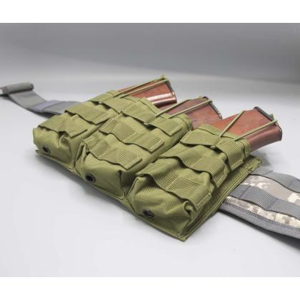 Где купить  Подсумок открытый, оперативный (панель в ряд), ц. Оливковый, для 3х магазинов АК molle в Москве недорого