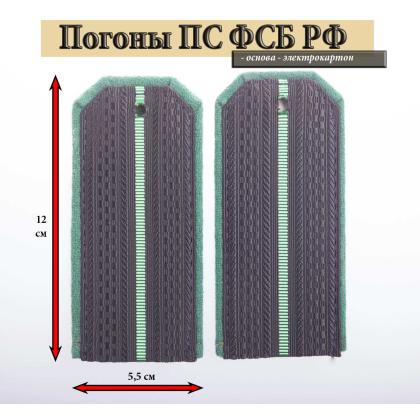 Где купить Погоны пограничника короткие ПС ФСБ, иссия -черное поле,  1 зеленый просвет. 12 см. Картон в Москве недорого